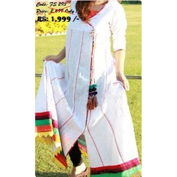 white angrakha frock