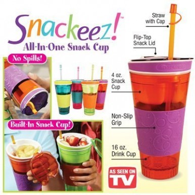 2 IN 1 TRAVEL SNACK DRINK CUP BOTTLE CONTAINER LID WITH STRAW 3D