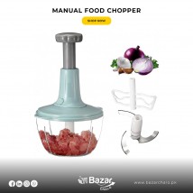 1500 ML Manual Food Chopper with 3 Curved Stainless Steel Blades