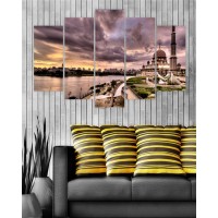 Wall Frames 5 Pieces set Canvas Digitally Printed Wall Canvas Frames - Mosque