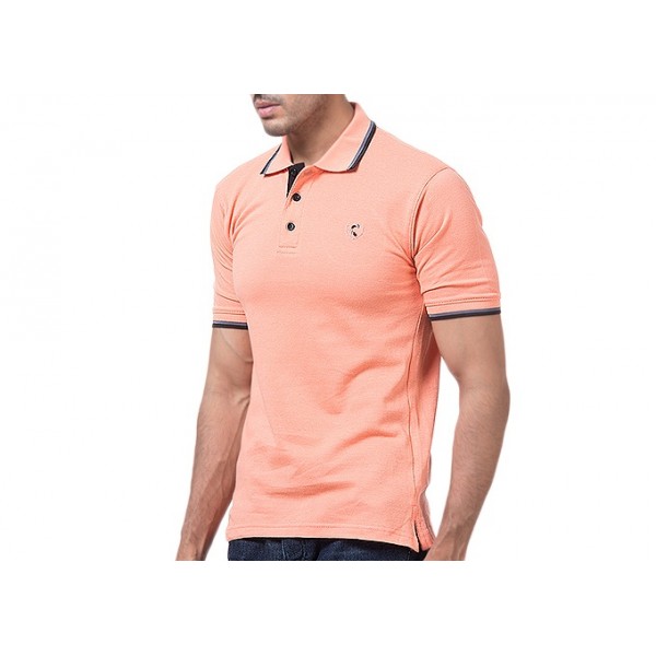 Peach Cotton Polo Shirt Imported - Buyon.pk