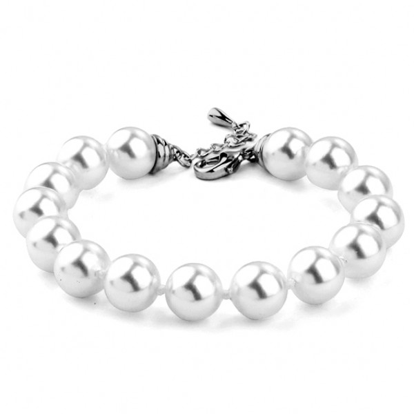 White Pearl 18K Gold Plated Bracelet - Silver - Buyon.pk