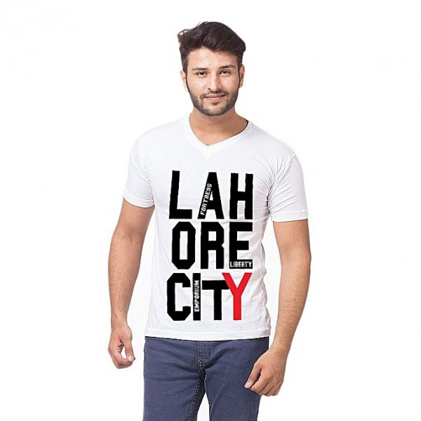 Buy White Lahore City Printed T shirt For Him online in Pakistan | Buyon.pk