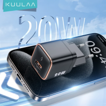 Kuulaa 20W Gan Dual slot PD QC Fast charging wall charger Black New