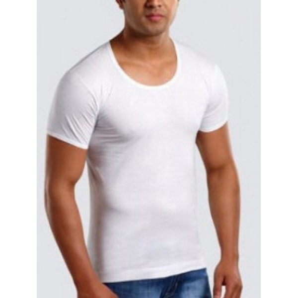 Buy Mens cotton vest with sleeves medium size in white color online in ...