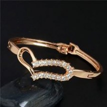 Love Heart full crystal Gold Plated Bangles Bracelet 