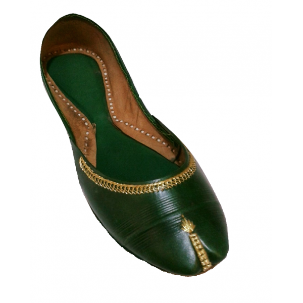Handmade Leather Khussa for Women (Green)