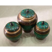 Decorative Candy/Sugar Jars, Handi Crafts Green- set of 3 pcs