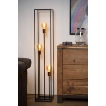 Floor Lamp Made of Metal in Black Color, 3-Flame Industrial Look Floor Light with Light Effect, 3 x E27, With Bulbs