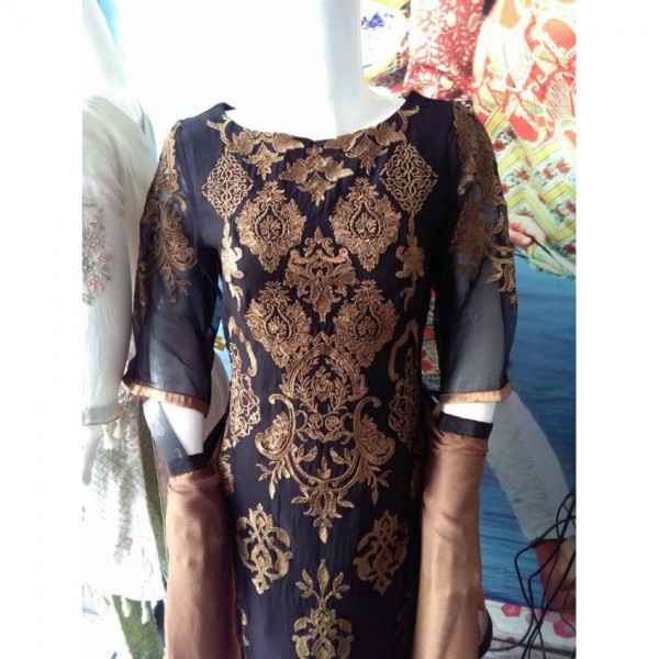 Gold top embroidered dress