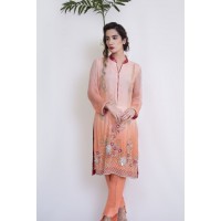 Diva Peach Color Embroidered Dress for Ladies