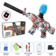 Mini AK-47 Gel Blaster MP5 Rechargeable Electric Machine Toy gun With 1000 Pcs Gel Balls - Red