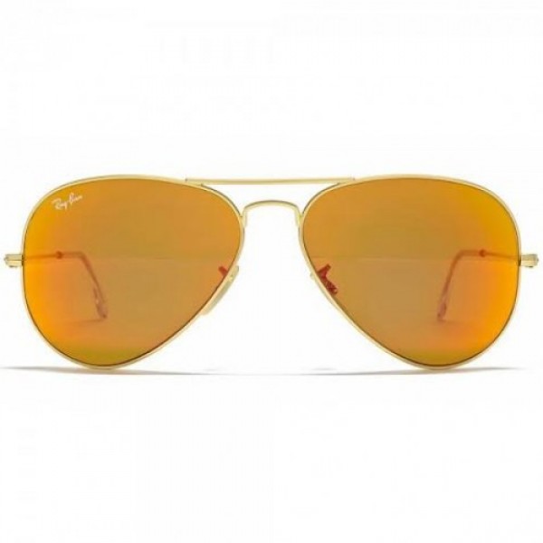 AAA Mirror Flash Lens - Gold Frame Orange Lens Mens Sunglasses - Buyon.pk