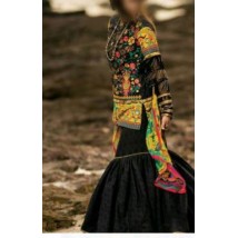 BLack Suit With Multi color Embroidered Lawn