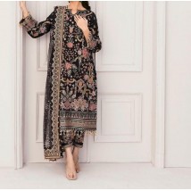 Black heavy embroidered formal bridal collection dress for women