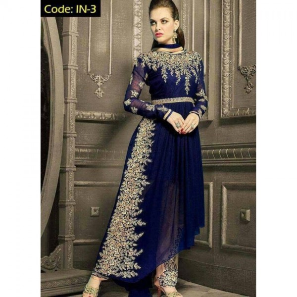 Blue Embroidered Maxy style dress for women - Buyon.pk