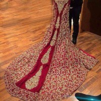 Beautiful Heavy Embroidered Red Bridal Maxi