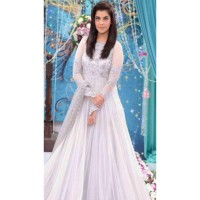  Beautiful chiffon bridal maxi in white colour