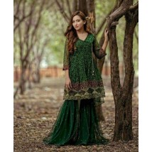 Beautiful Eid Collection in Green Color - Embroidered Dress 