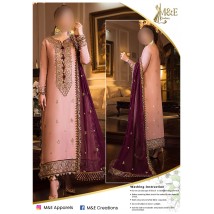 Tea Pink heavy embroidery dress for women