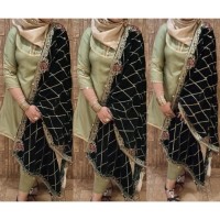 Black Jaal Style Velvet Shawl for Ladies