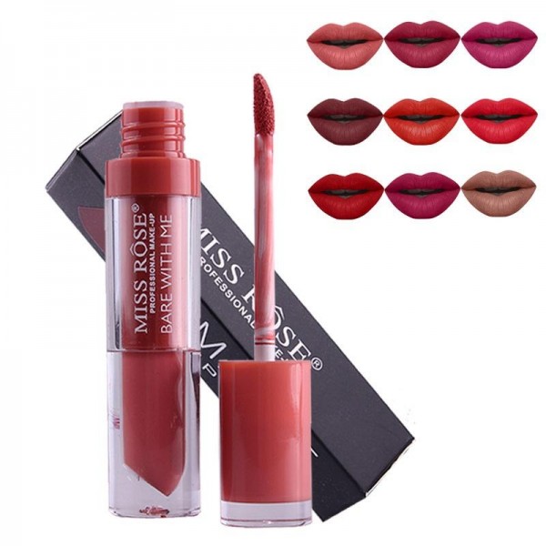 Buy Miss Rose Liquid Lipstick Matte Lipgloss Pigment Waterproof ...