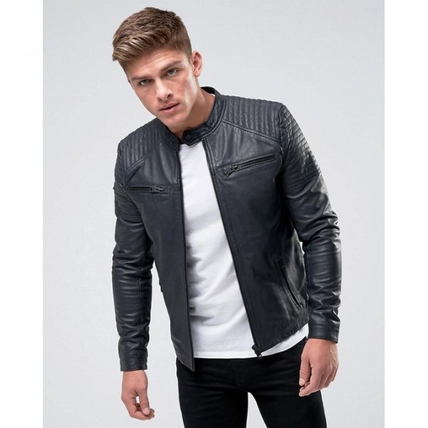Moncler Highstreet Grey Faux Leather Jacket For Men - GF77 - Buyon.pk