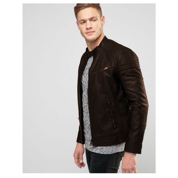 Moncler Highstreet Brown Faux Leather Jacket For Men - BF23 - Buyon.pk