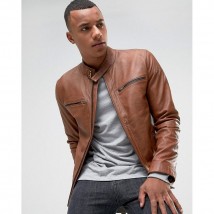 Moncler Highstreet Camel Faux Leather Jacket For Men - CF02