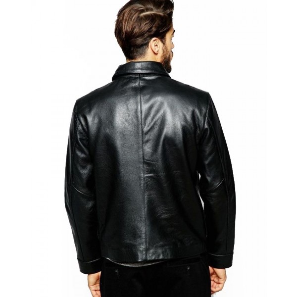 Pure Black Faux Leather Jacket For Men - Buyon.pk