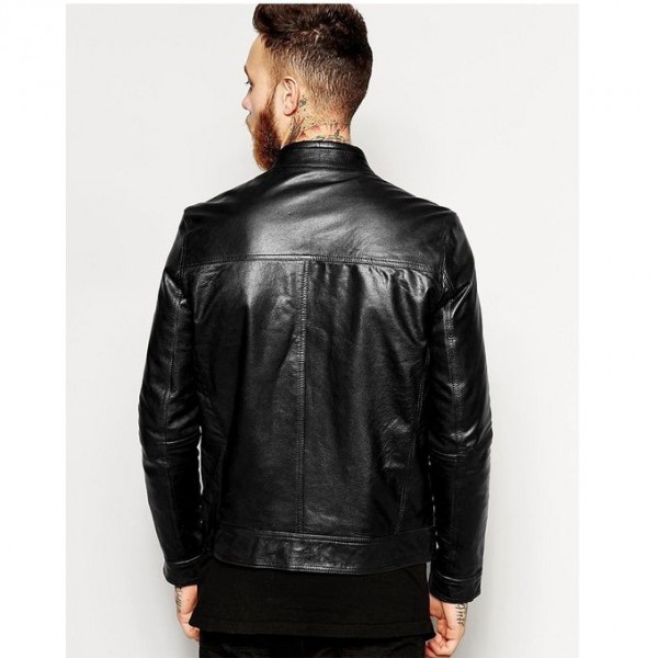 Moncler Black Leather Jacket For Men - Buyon.pk