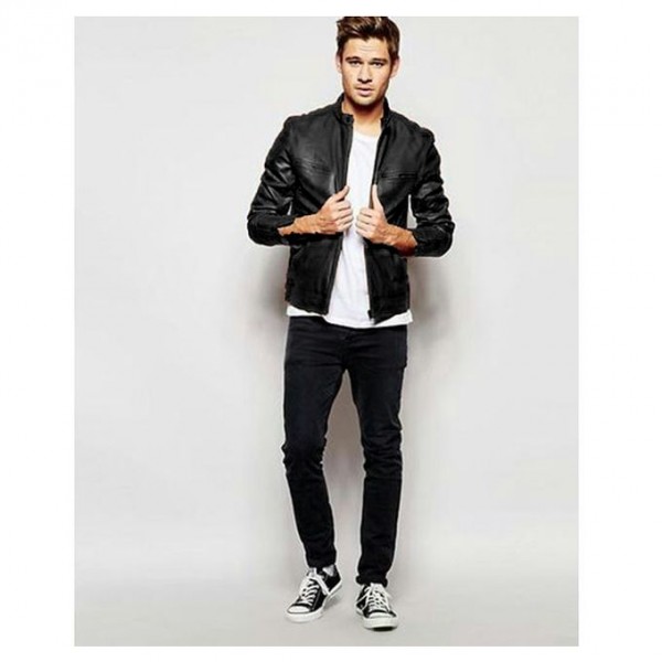 High Street Faux Leather Jacket In Black For Men - Buyon.pk