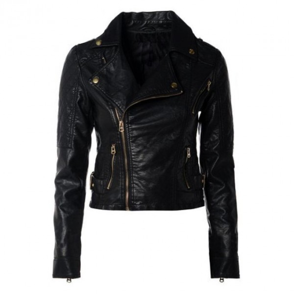 Moncler Style Short Leather Jacket For Women - Buyon.pk