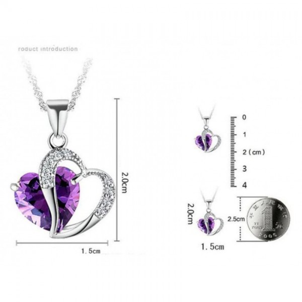 Buy Purple Heart Rhinestone Necklace for Girls online in Pakistan ...