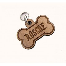 Customised Laser Cut Hard Wood Dog Bone Tag with your Pet Name