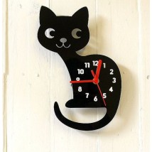 Cute Black Cat Clock for Kids Room