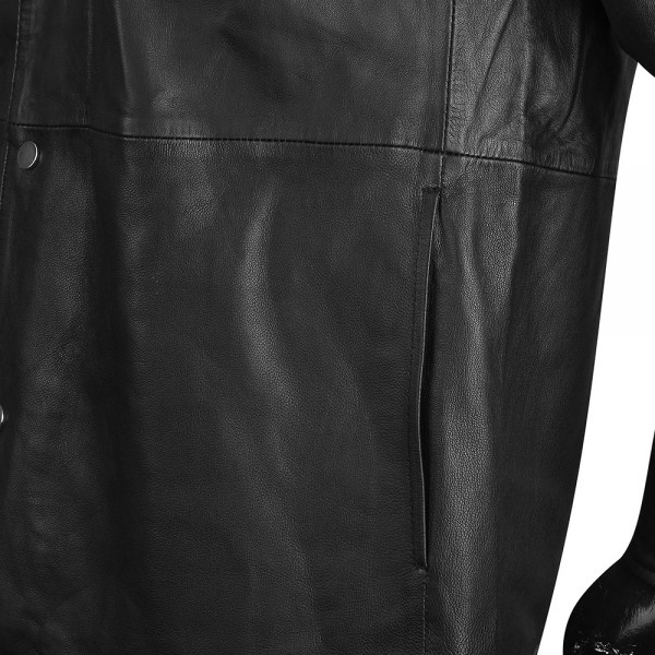 Front Pocket High Quality Men's Real Sheep Leather Jacket in Black ...