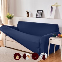 Navy Blue Sofa Cover 2 Seater | Stretchable 2 Seater Sofa Covers Set | Elastic Fitted Solid Color Jersey Cover Jumbo Size | Comfortable Couch Cover | Narmo Gudaz