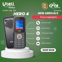 UTell Hero 4 - 1.77 Inch Display - 4 Sims standby - 3000mAH battery - Bluetooth Dialer - PTA Approved - Audio & Video Player - 1 Year brand warranty