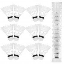 Super Top Quality GS Badminton Nylon Plastic Shuttlecock - White (Medium) - Pack of 12