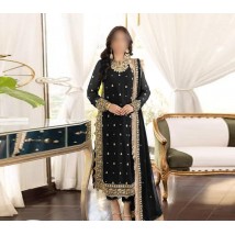 FABRIC  CHIFFON Suit With SATIN SILK Trouser