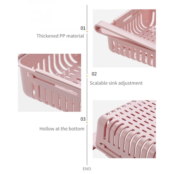 2 PCS Adjustable And Stretchable Fridge Organizer Fresh Spacer Layer Storage Rack Drawer Basket Refrigerator Pull-out Drawers