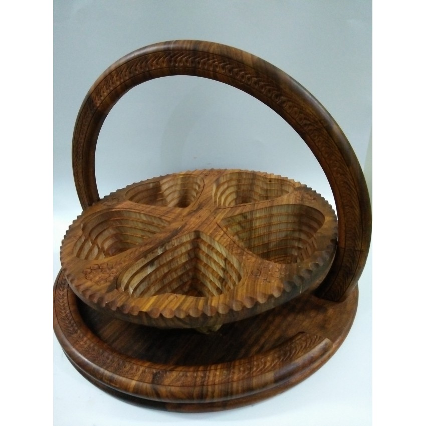 Buy 14 inches Large Wooden Dry Fruit Basket Antique Heart Shape 5 ...