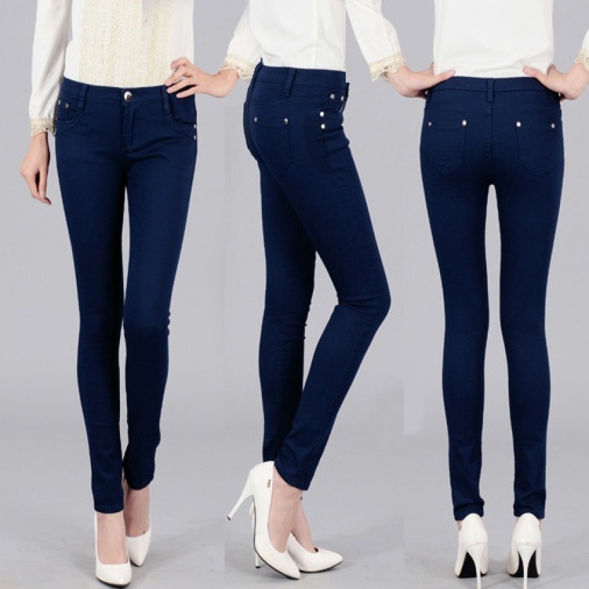 navy colored jeans