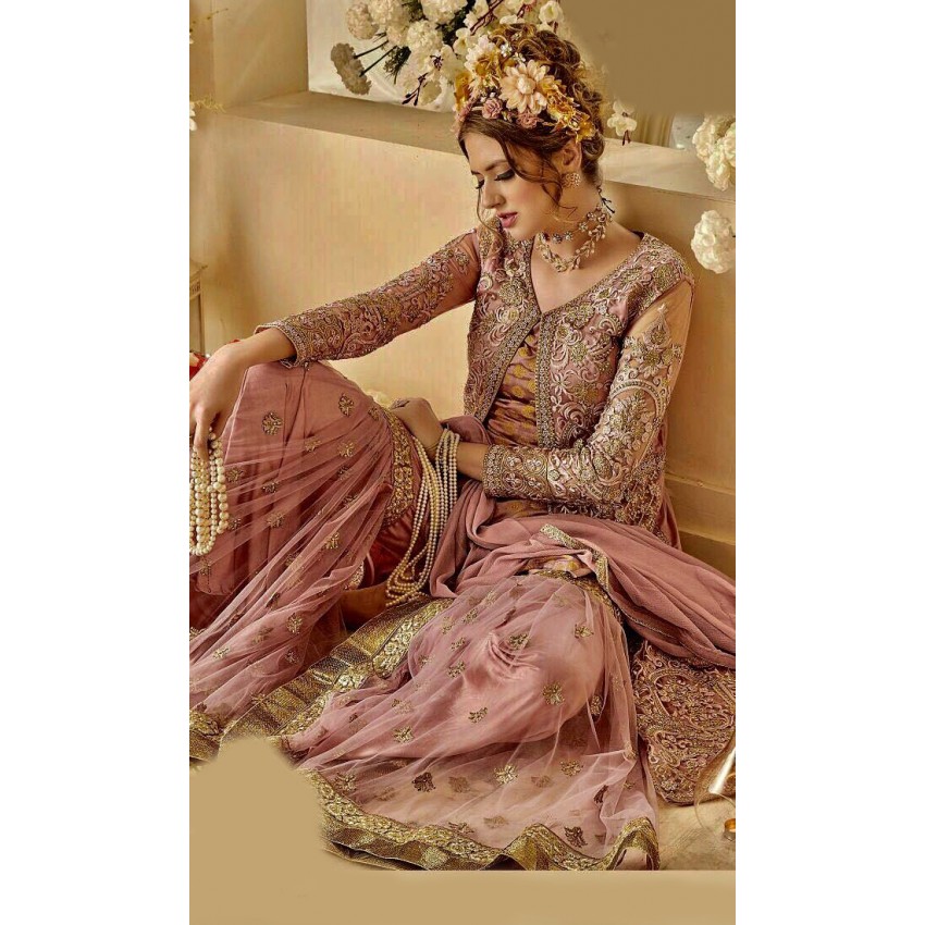 bridal dresses in tea pink colour