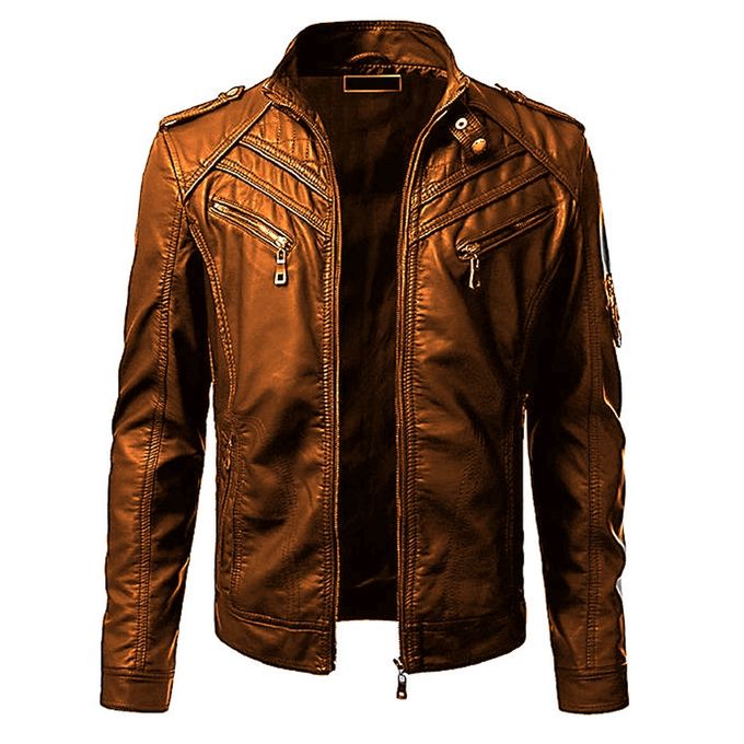 Buy Front Pocket Leather Jacket For Men In Mustard Color online in ...