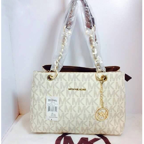 michael kors bag with mk all over it